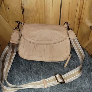 American Leather Co Genuine Leather Crossbody Bag Pleated Guitar Strap